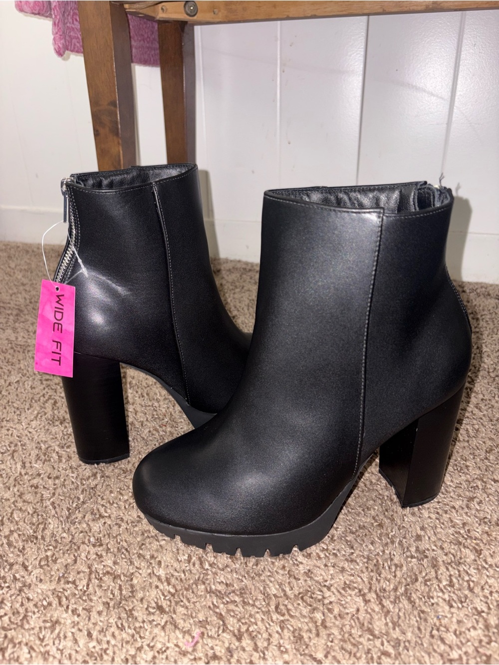Fashion Nova Black Platform Ankle Booties - Wide Fit